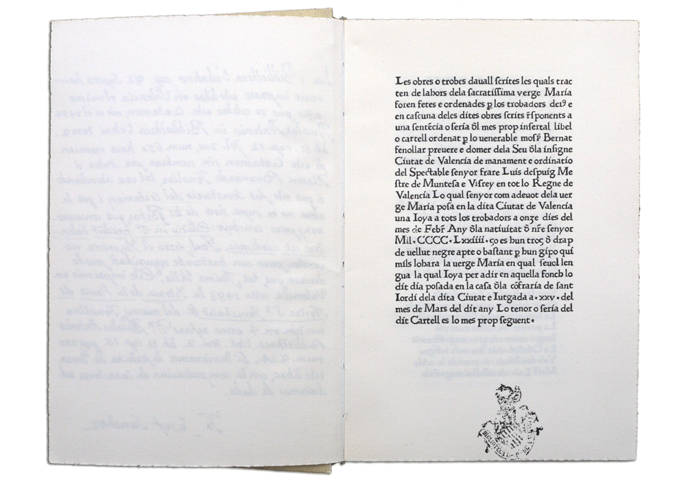 Obres trobes lahors Verge-Centelles-Palmart-Incunables Libros Antiguos-libro facsimil-Vicent Garcia Editores-0 abierto.